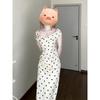 Summer white polka dot dress femininity beautiful long dress spring fashion wear elegant new dress