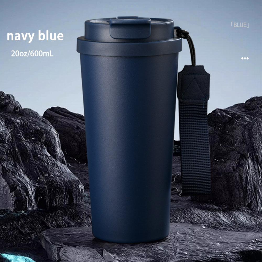 600ml Insulated Coffee Tumbler Double Wall Stainless Steel Thermos Flask with Lid Portable Travel Mug for Car School Gym