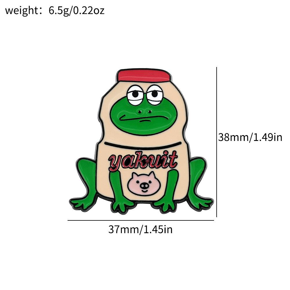 Cartoon creative funny frog brooch frog milk tea drink metal badge oil dripping alloy clothes bag accessories