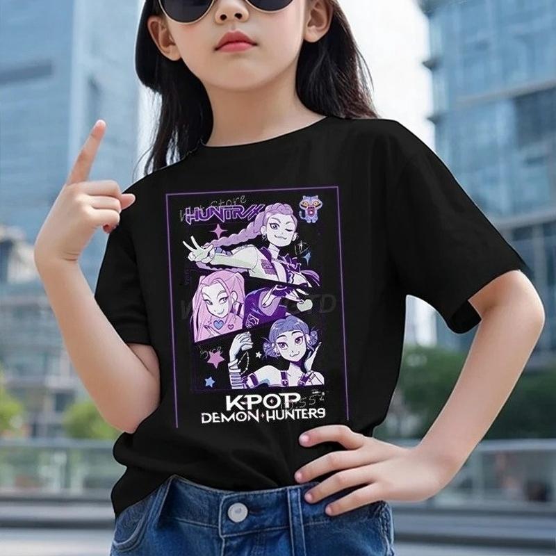Baby Girl Boy Clothes KPop Demon Hunters Cartoon Print Cool Kids Tee Harajuku Top Movie Fans Gift Summer Tshirt Tops