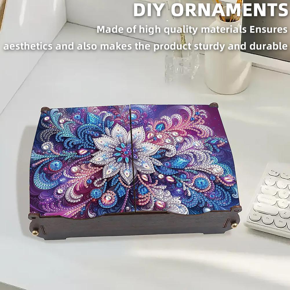 DIY Ζωγραφική με Διαμάντια Χρωματιστό Μοτίβο Ξύλινη Θήκη Μερική Γεώτρηση Κρυστάλλινο Ψηφιδωτό Δοχείο Αποθήκευσης για Σπίτι Αυτοκίνητο Γραφείο Διακόσμηση Χειροτεχνία