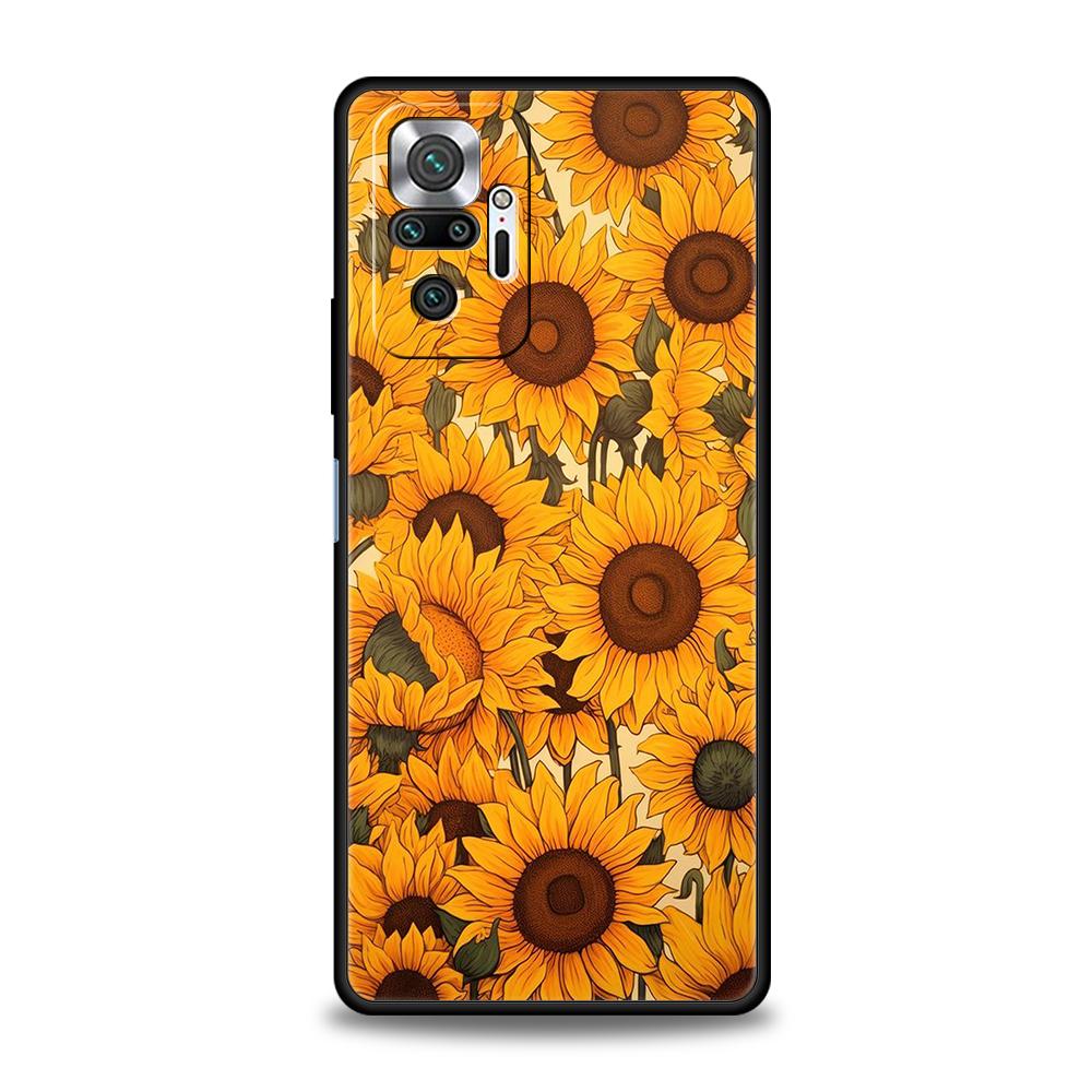 

Phone Case Cover for Redmi 14C 13C 10C Note 14 13 12 10 11 K40 K50 Gaming Pro Plus 5G Soft TPU Shell Sunflower Pattern Funda Bag Note 14 5G