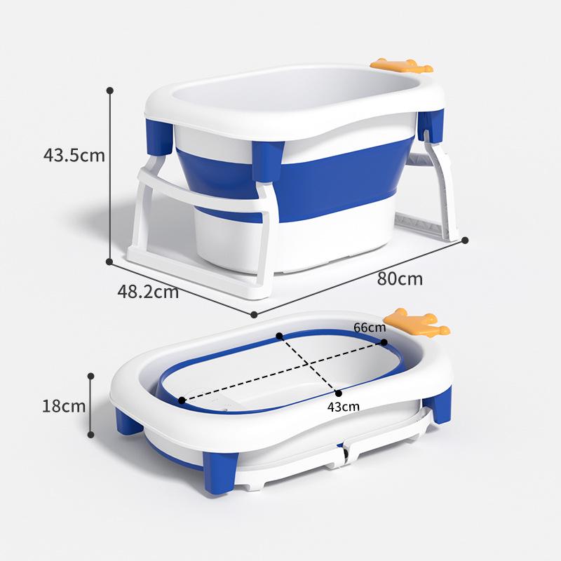 Children's Large Dual-Use Folding Bathtub - Crown Design for Sitting and Lying