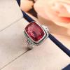 1 Pcs Retro  Rings For Women Aquamarine Birthstone Fine Filigree Pattern Cocktail Party Ring Wedding Banquet Fine Jewelry