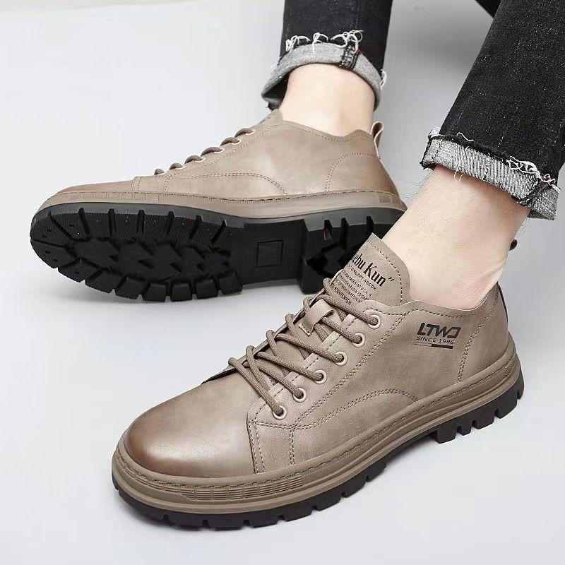 Leather Martin boots men's British tooling spring casual board shoes men's Chinese short boots pure cowhide comfortable height increase