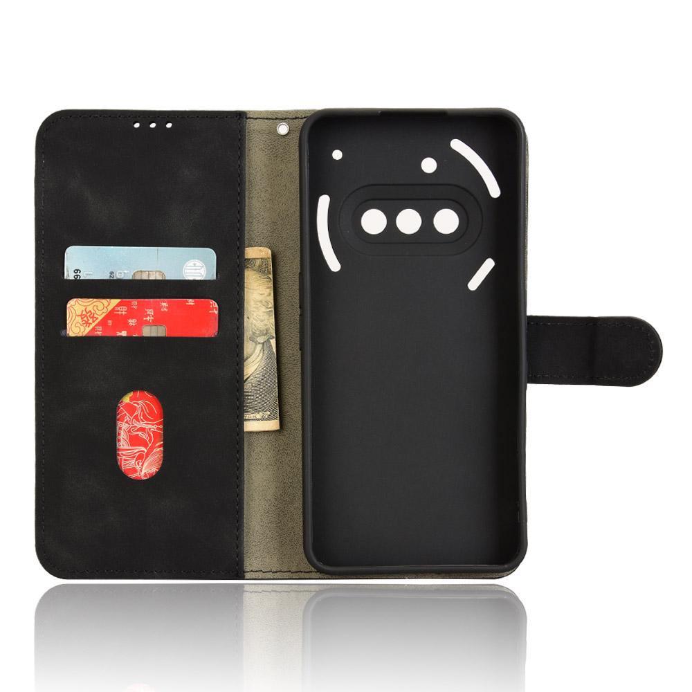 For ingenting telefon (3a) Lær Etui Hudfølelse Anti-fall Lommebok Flip Telefondeksel