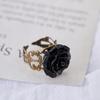 Personalisierter Vintage-Design Schwarze Farbe Blume Verstellbarer Ring für Damen Gothic Nische Feiertag Schmuck Accessoires Geschenk