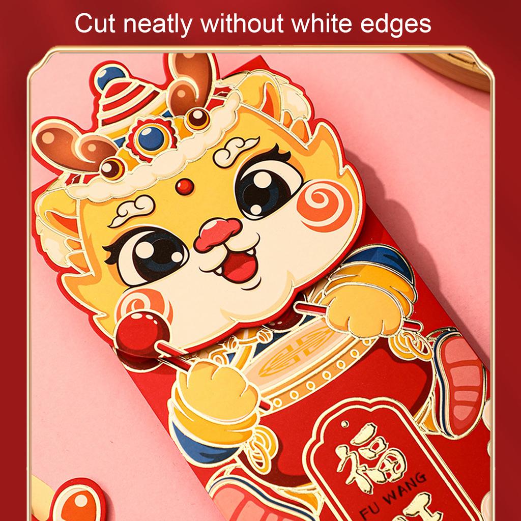 4x Red Chinese New Year Lucky Money Bag Traditional Blessings 2024 Dragon Year Essentials