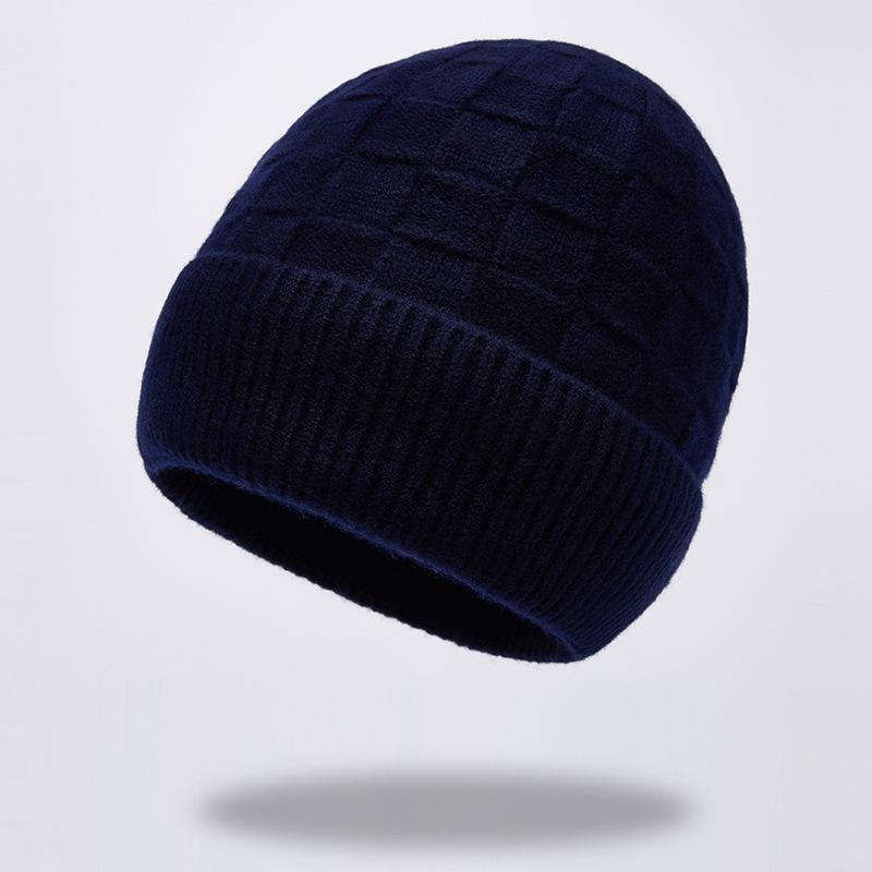 Strickmütze Große Karomütze aus Wolle Modische vielseitige warme Kaltwettermütze Kuppelförmiger Ohrenschützer Winterwollmütze