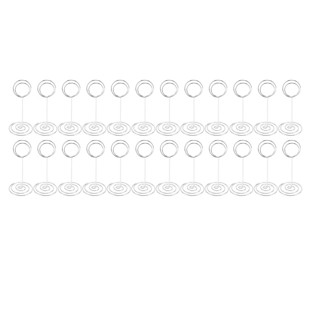 24PCS Table Number Holder 85mm Height Stainless Steel Multifunctional Wire Picture Holder Silver
