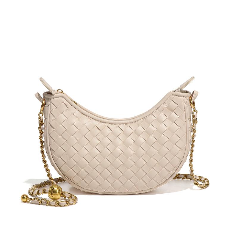 Women's Bags, Crescent-shaped Bags, Trendy Woven Single-shoulder Bags, Macaron Crescent Moon Bags, Casual Crossbody Moon Bags