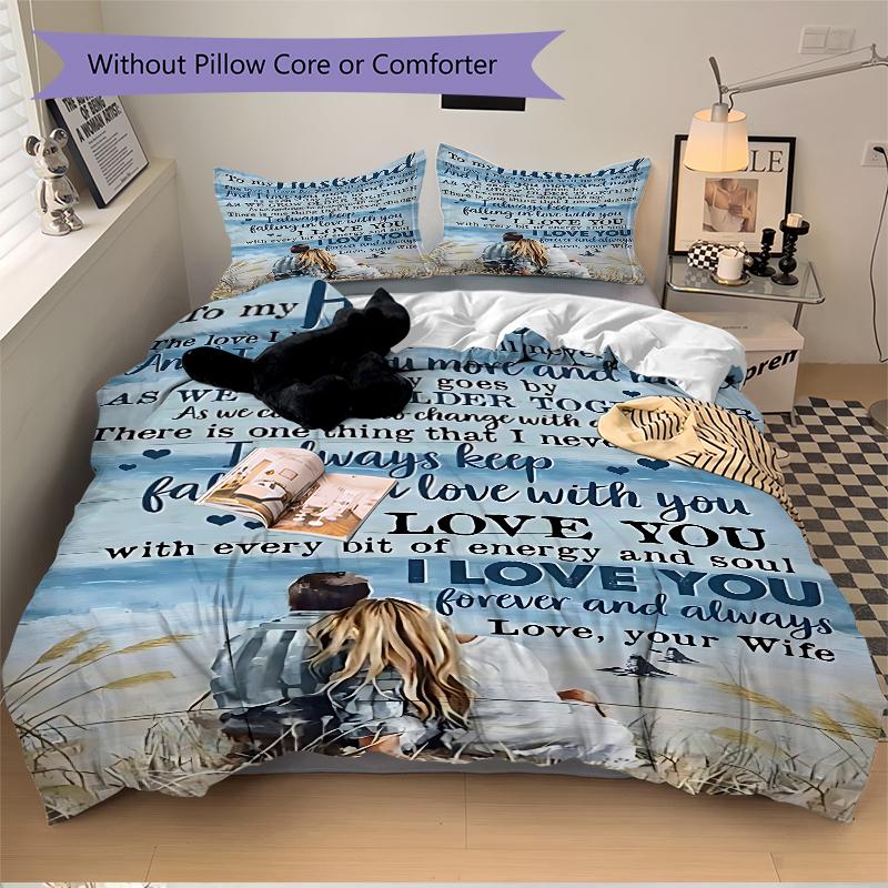 3Pcs Endless Love Devotion Bedding Set Soft Fabric Duvet Cover Pillowcases Home Christmas Xmas Halloween Gift 1 Duvet Cover 2 Pillowcase G182