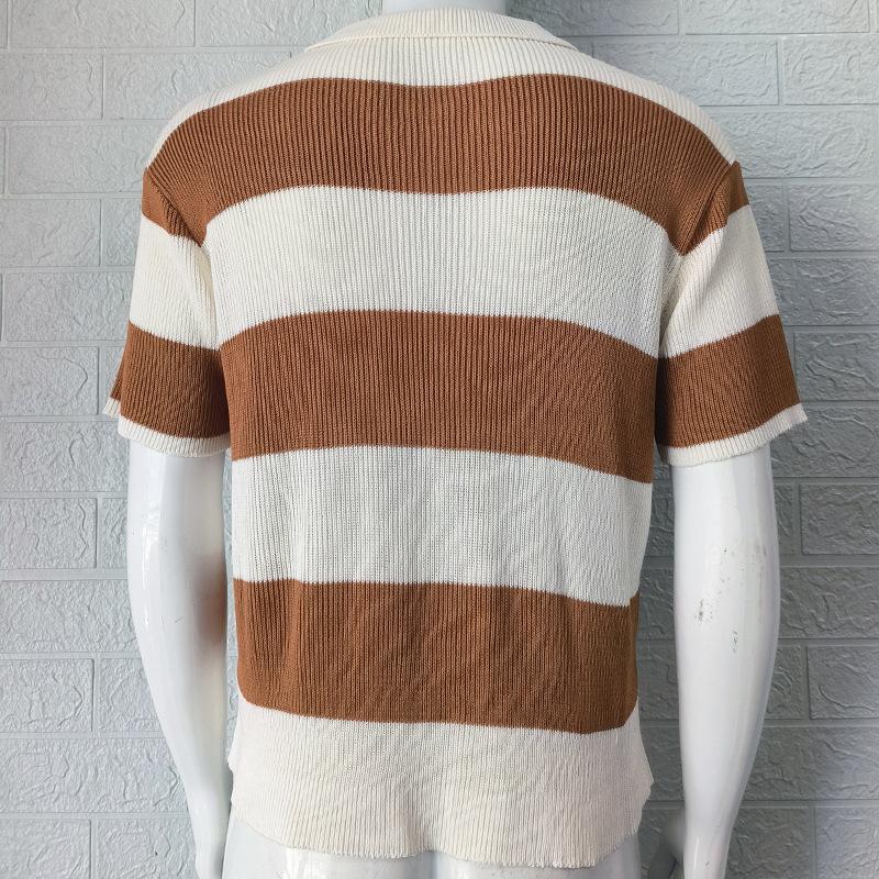 2025 New Polo Shirt Men's Color Block Short Sleeve