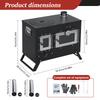 Wood Burning Fireplace with Chimney Pipe Portable Wood-Burning Camp Stove with Oven for Heating/Cooking/Courtyard/Camping