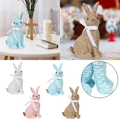 European Garden Garden Home Children's Room Decoration Resin Bow Rattan Sitting Effect Rabbit Easter Decoration Stork Ornament