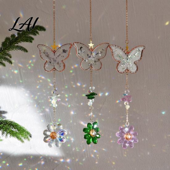 Birthday Gift for Her Butterfly Faux Crystals Suncatcher with Hook Hanging Sun Catcher Windows Sparkling Wind Glass Prism Decoration Chimes