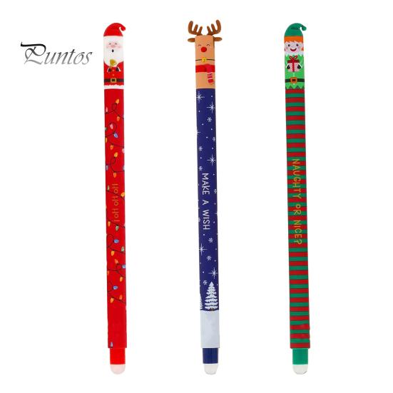 Reindeer Pen Erasable Set Christmas Theme Santa Elf Design Stationery Supplies Smooth Writing Pens for Students Teachers Cute Holiday