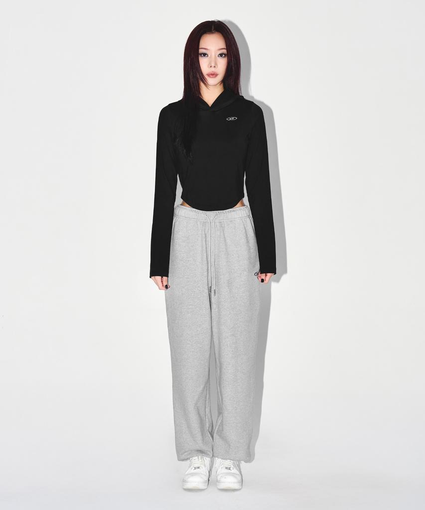 BORN TO WIN W Semi Wide Sweat Jogger Pants [Melange Grey]