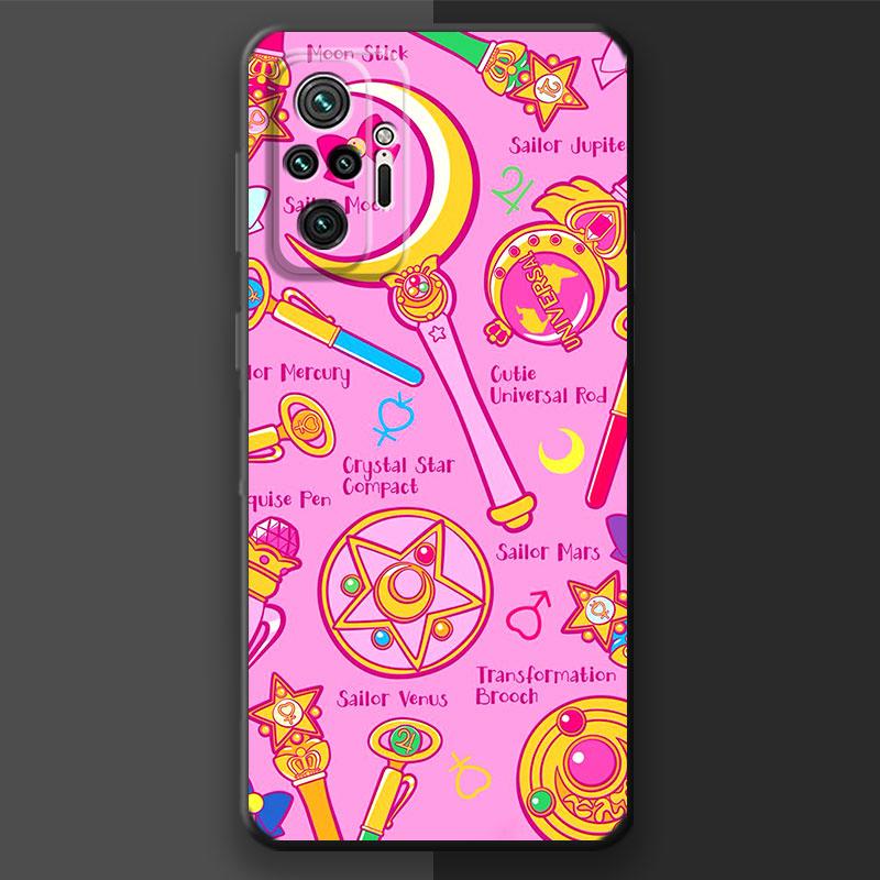 Handyhülle für Xiaomi Redmi Note 11T 11S 10 Lite 10S 8 9S 7 11 Pro 8T 9 Cover Stoßfestes TPU Soft Funda Niedlicher Zauberstab Mond