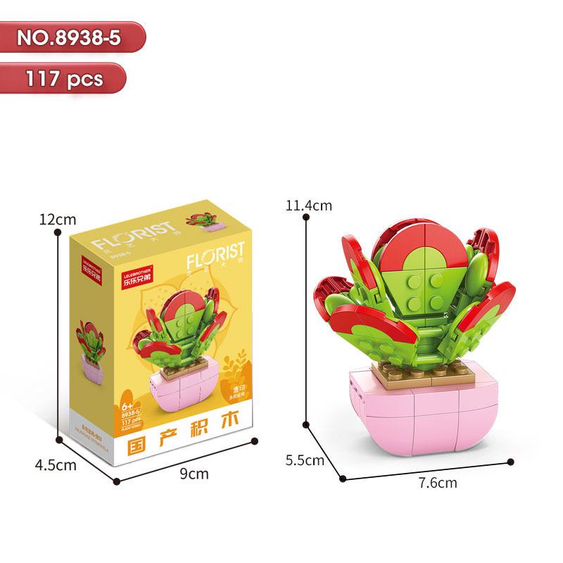 Succulent Bonsai Building Block Flowers - Compatible with Lego, Small Particle Assembly Toys for Girls