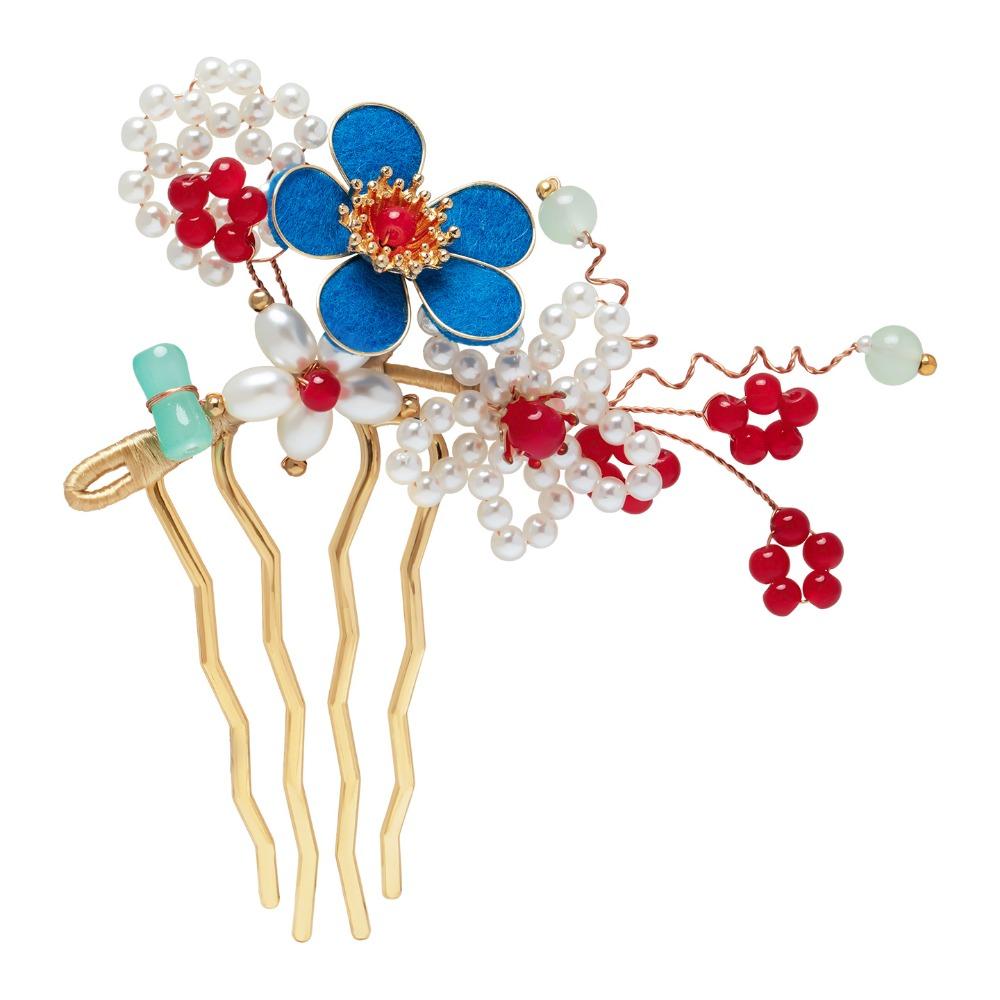 Tassel Ancient Hair Stick Pearl Hanfu Hairpin Antique Flower Hair Comb  Women