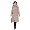 Women's XL-7X Down Cotton Long Jacket - Over-the-Knee Slimming Outerwear for Middle-Aged and Elderly