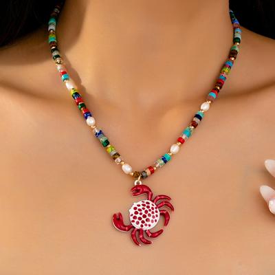 New Self-developed New Hand-worn Colored Stone Hand-painted Private Crab Pendant Item