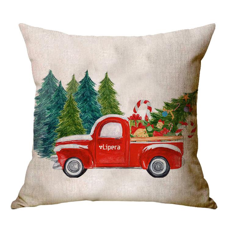 Christmas Decoration Cushion Cover Cartoon Elk Santa Cushion Cover Christmas Pillow Case Linen Decoration Pillow Home Decoration
