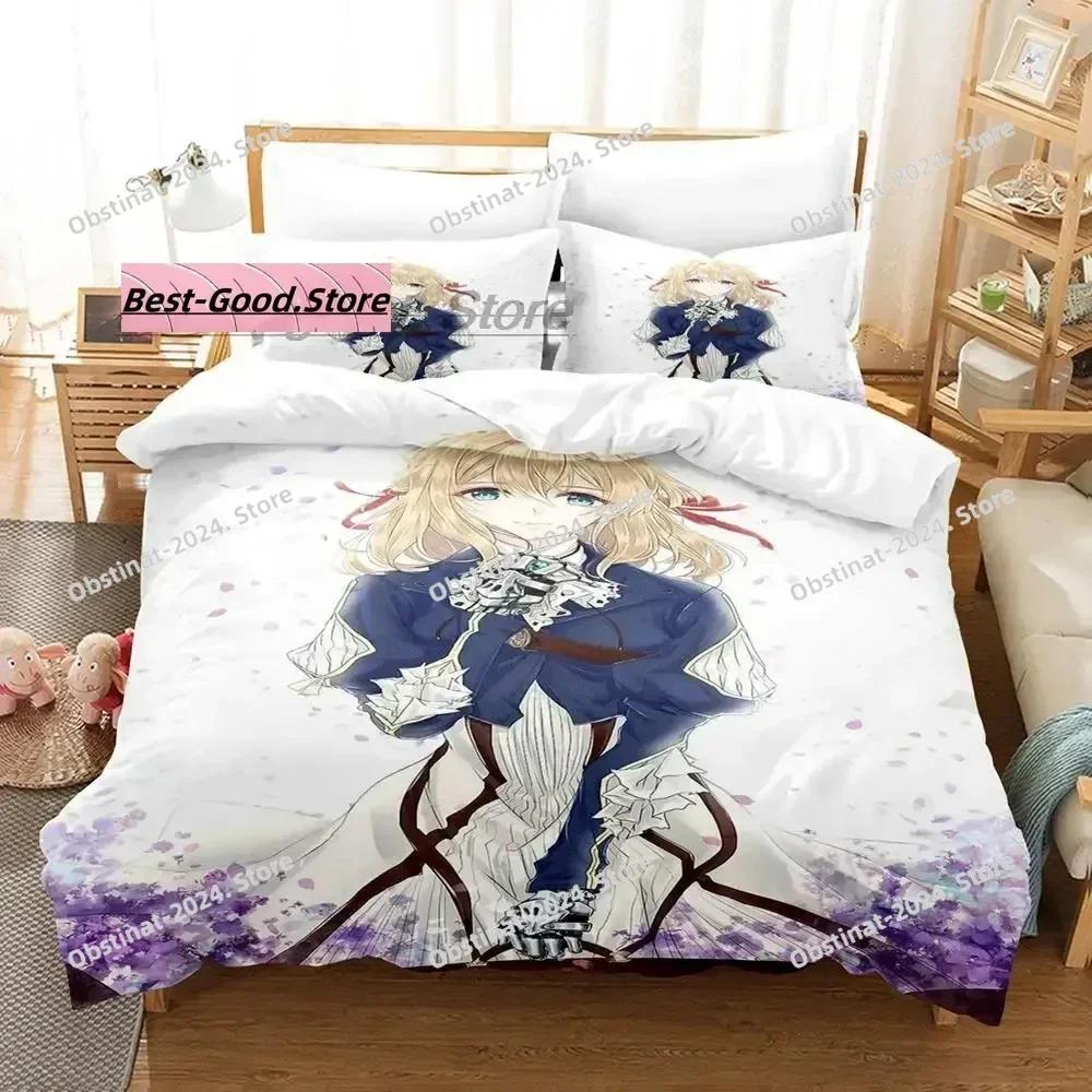 Violet Evergarden Bedding Set Single Twin Printed Bed Set With Pillowcase Duvet Cover Soft Single Double Queen Super King Size
