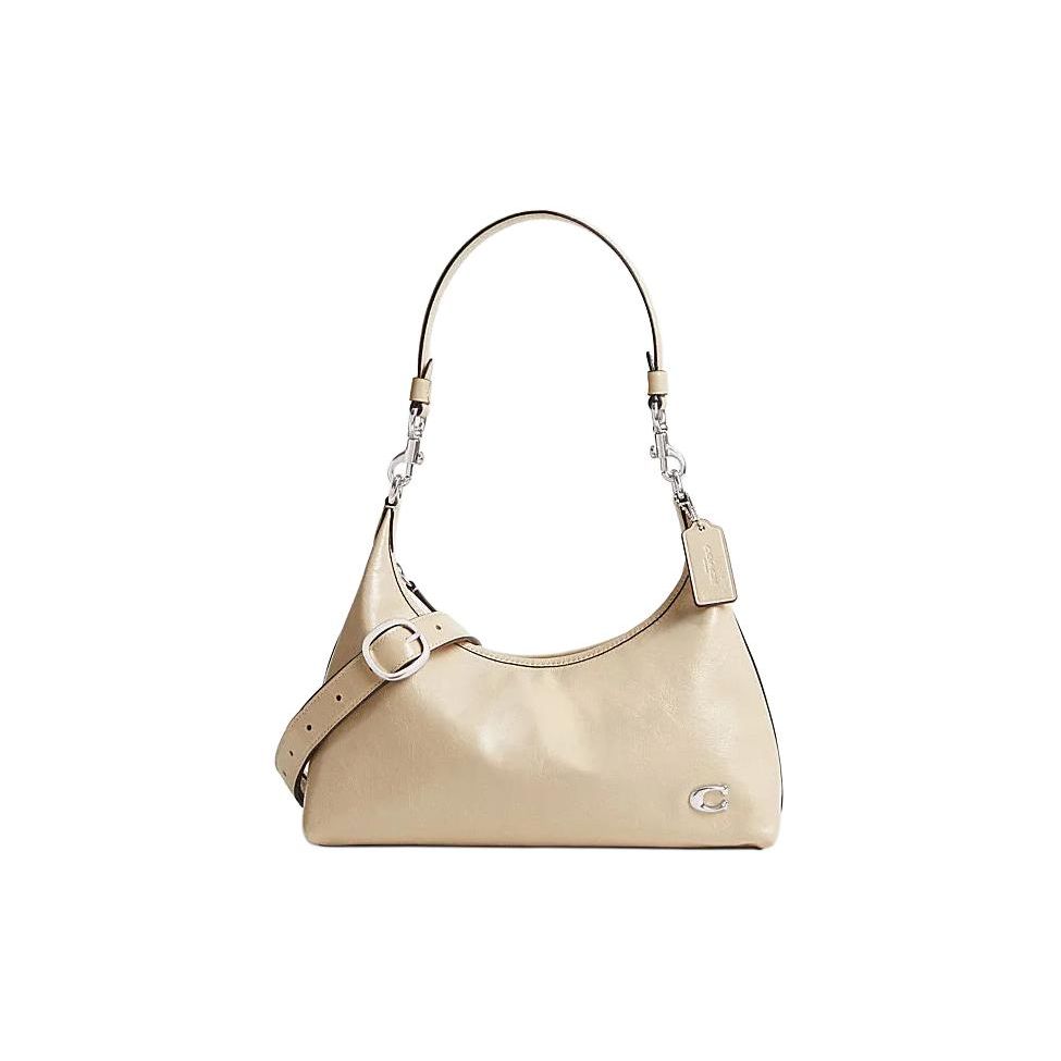Coach Women's Ivory Juliet 30 Top Zip Closure With Built-In Buckle Pocket Leather Tote Crossbody Shoulder Bag Large Bags Cr652-Lhvt5