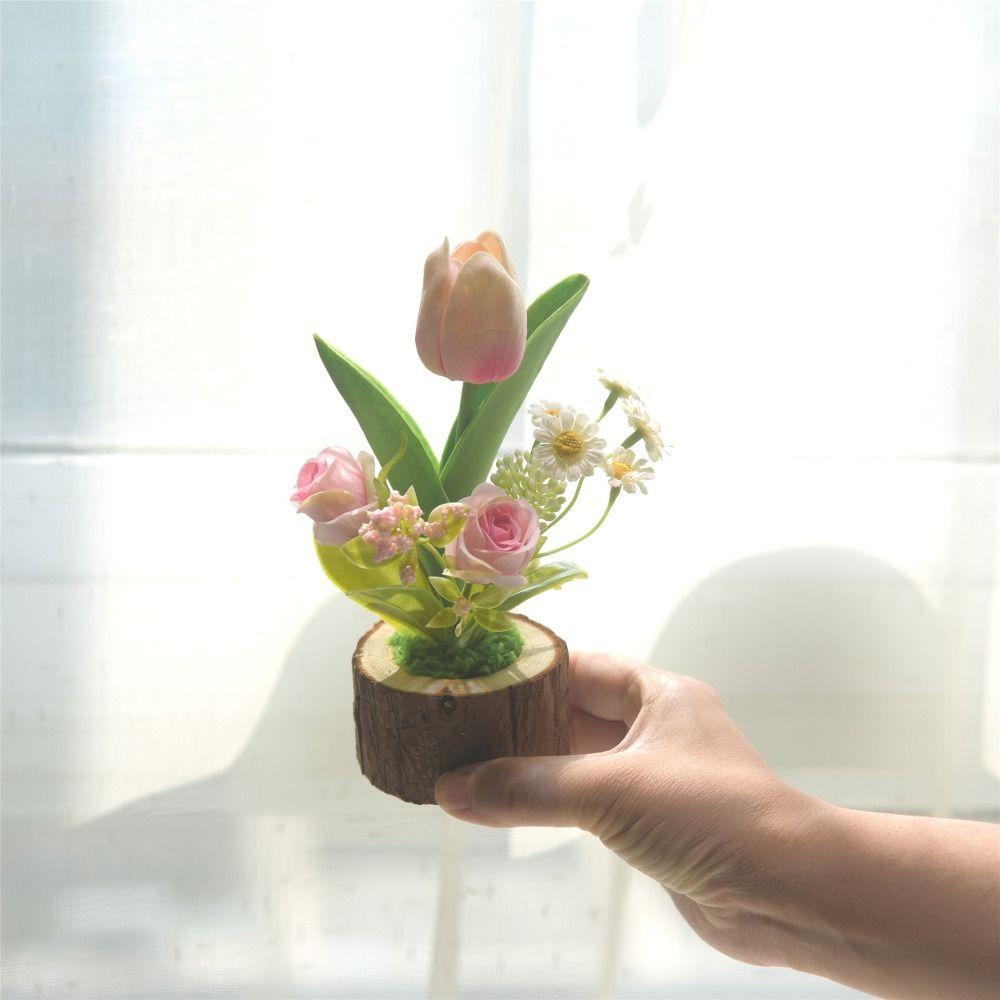 Fake Flowers Artificial Tulip Potted Green Plants Simulation Flower  Valentine's Day