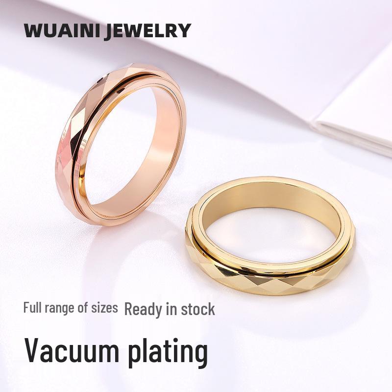 Elegant Tungsten Steel Spinning Ring: Women's Non-Fading Good Luck Accessory