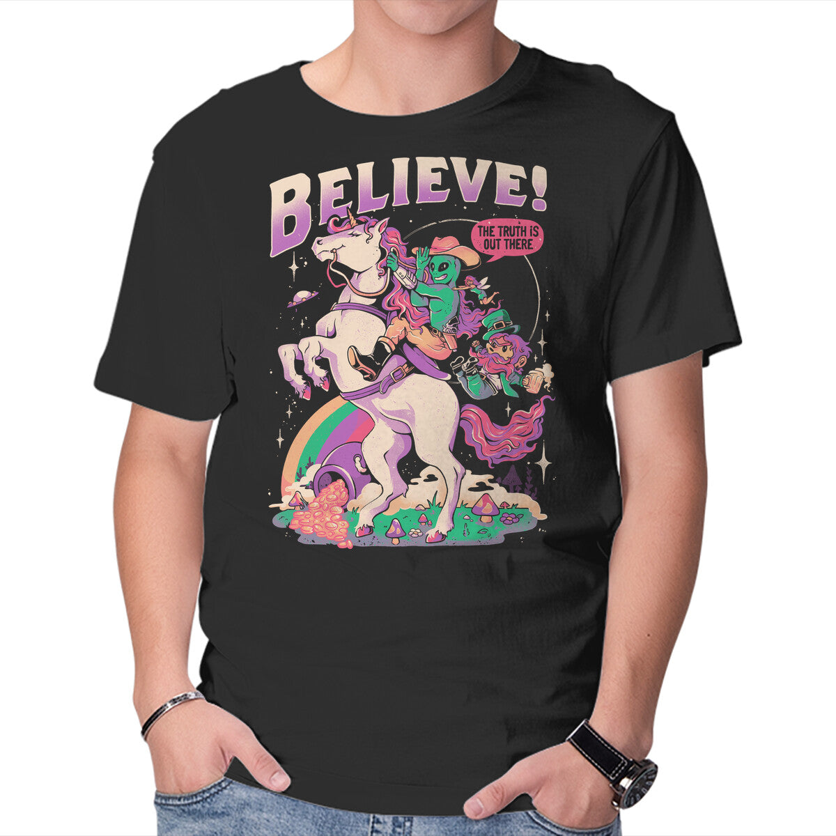 Unisex Crew Neck T-Shirt Create Your Reality Graphic Short Sleeve Casual Tee L