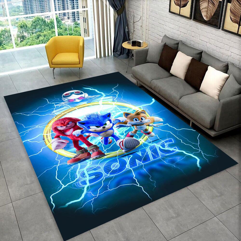 Fashion S-Sonic Cartoon Game Carpet Rug for Playroom Bedroom Living Room Sofa Home Decor,kids Play Area Rug Non-slip Floor Mat