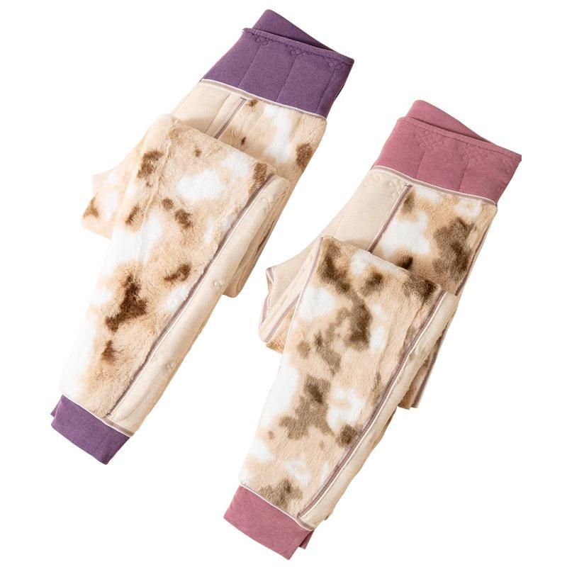 Extra thick cotton pants winter warm velvet thickened cashmere cold knee pads waist leggings women