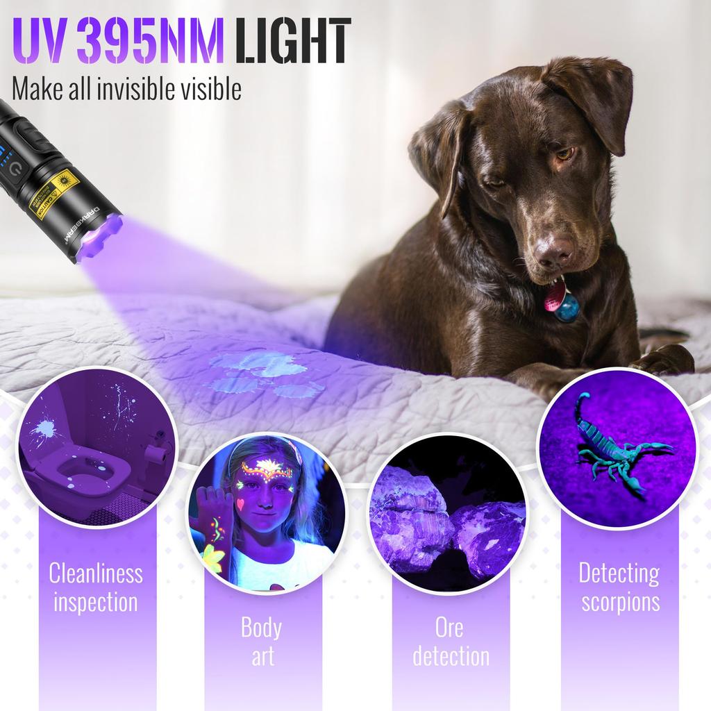DARKBEAM UV Flashlight Blacklight 395nm Blacklight High Lumen LED Flashlight