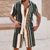Men's short-sleeved shirt set temu American casual shirt set summer