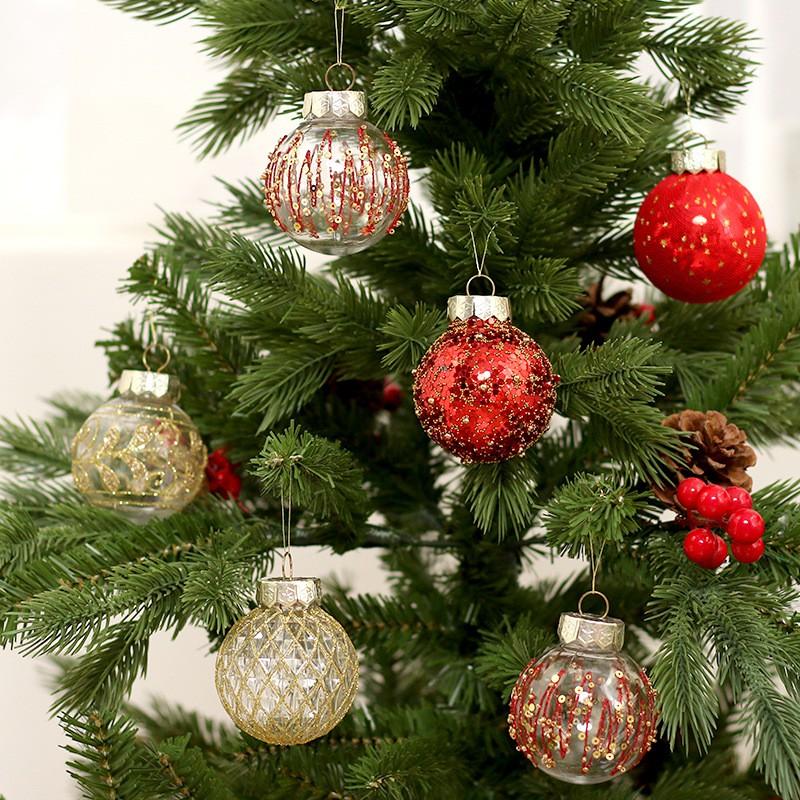 Christmas Tree Ornaments Red Gold PET Painted Baubles Set Holiday Party Decorations