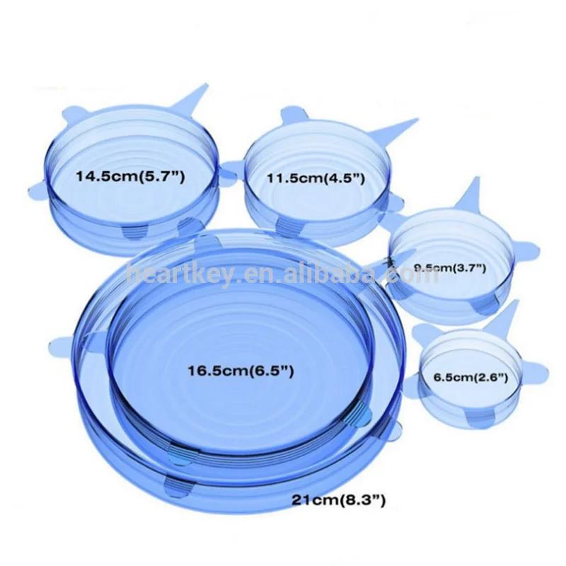 Food Lids Silicone Stretch Lids Reusable Airtight Fresh-keeping Food Fruit Bowl Dish Wrap Covers 6-Pack Set