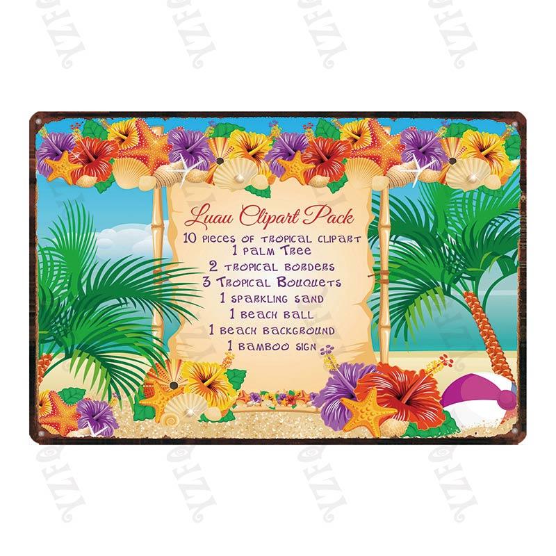 Aloha  Vintage Tin Sign Metal Plates For Wall Art Retro Home Living Room Decor Poster 30X20CM DU-4007A