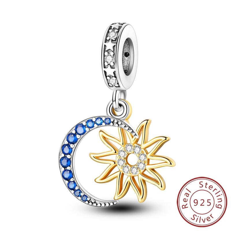 New Copper Sun Moon Pendant Van Gogh Starry Sky Charms Bead Fit Original Bracelet For Women Diy Gift