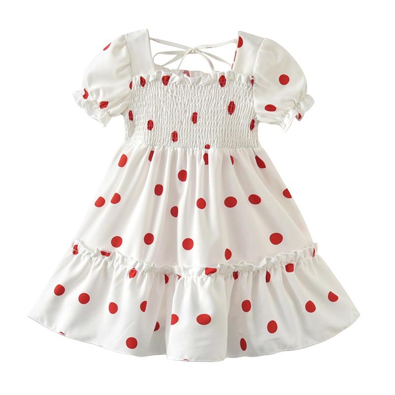 Barn Jenter Mote Kortermet Polka Dot Kjole Stilig Kjole for Barn Baby Girls