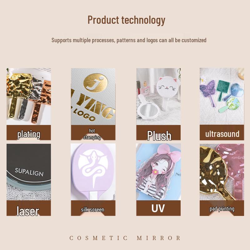 Custom Logo Square Handheld Makeup Mirror - Portable Cosmetic Mirror for Beauty & Gifts