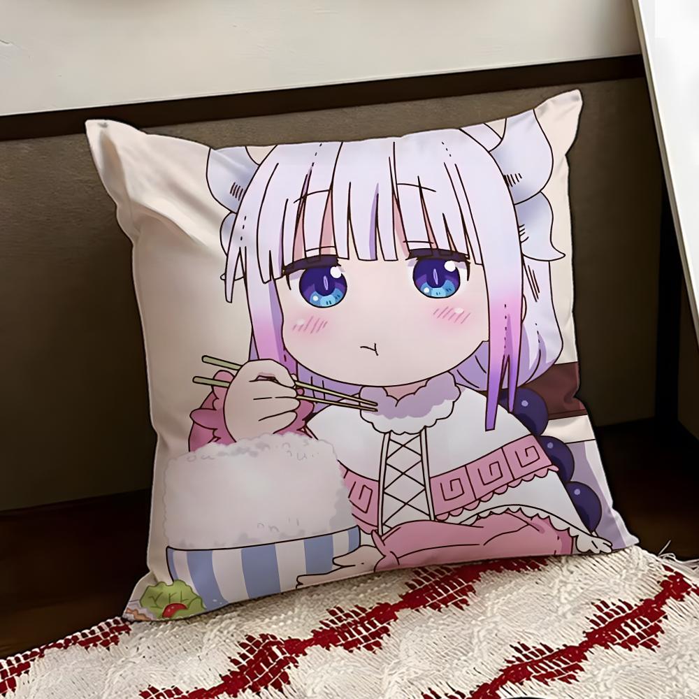 Miss Kobayashis Dragon Maid Cushion Cover Reversible Soft Durable Pillow Cover Home  Car MultiScene Use for Daily Comfort
