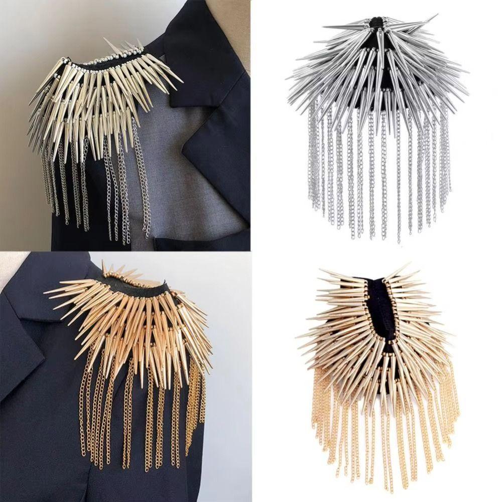Pin Tassel Chain Epaulette Breastpin Jacket Vintage Brooch Rivet Shoulder Badges  Knight's uniform