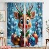2pcs,2D Plane Printing Window Curtain Cute Christmas Reindeer Holiday Ornaments Durable 100% Polyester Fabric (without Rod)