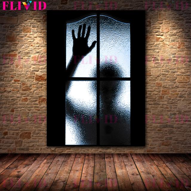 

Ужасные фигурки призраков в окне Ретро настенная живопись на холсте Таинственная паника Художественные плакаты и принтеры 21cm×30cm NoFrame