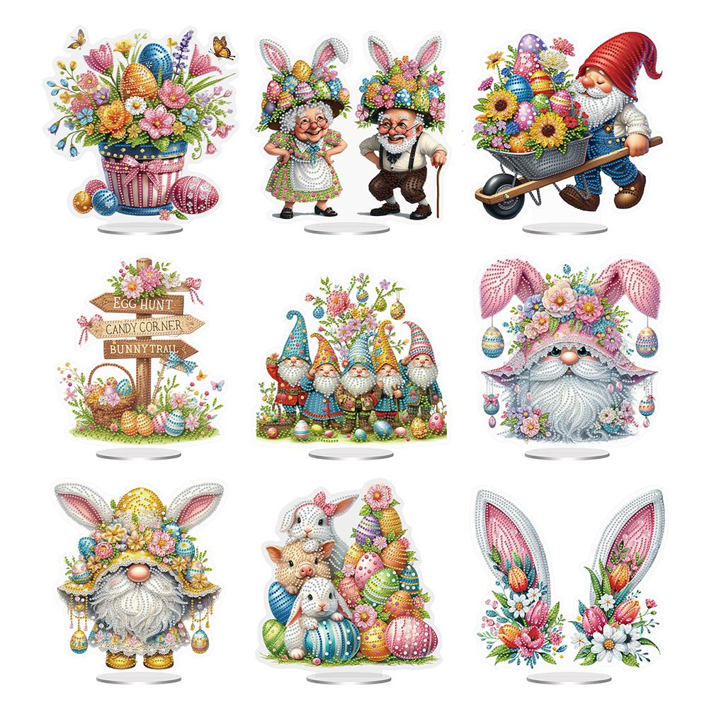 5D DIY Diamond Painting Desktop Ornaments Kits Easter Special Shaped Diamond Painting Desktop Decoration for Home Office Desktop