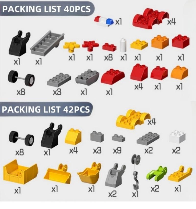 Non-Toxic Large Particle Building Blocks Car Engineering Traffic Vehicle Excavator Assemble Education Children Toy Diy Bricks Toy