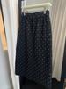 2025 Autumn/Winter Women's Korean Polka Dot Knit Midi Skirt with Elastic Waist